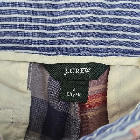 J. Crew Pants Size 2 City Fit Capris Y2K Madras Plaid Patchwork Ankle Zips - Picture 2 of 10
